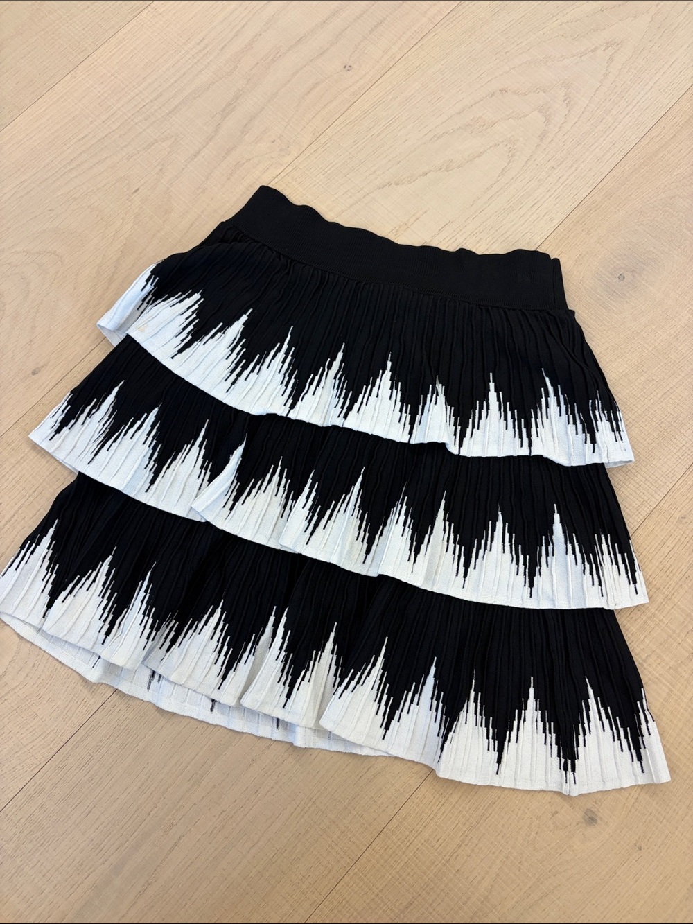 Maje Julia tiered skirt in black and white